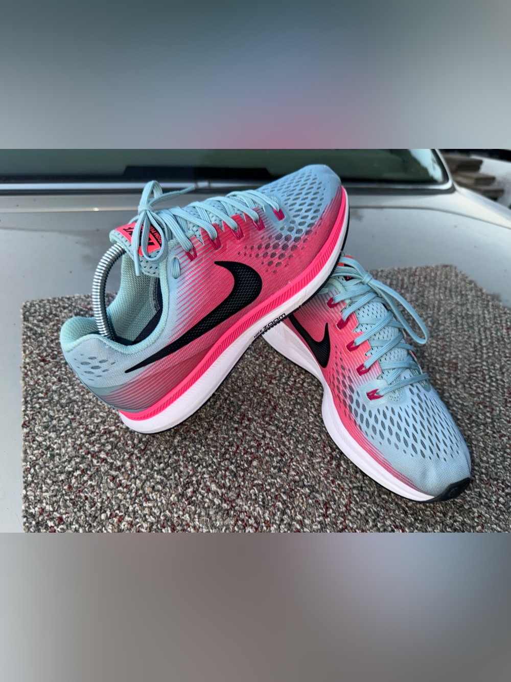 🎒Nike Women’s Air Zoom Pegasus 34 Mica Blue Pink Running Shoes Size 10.5